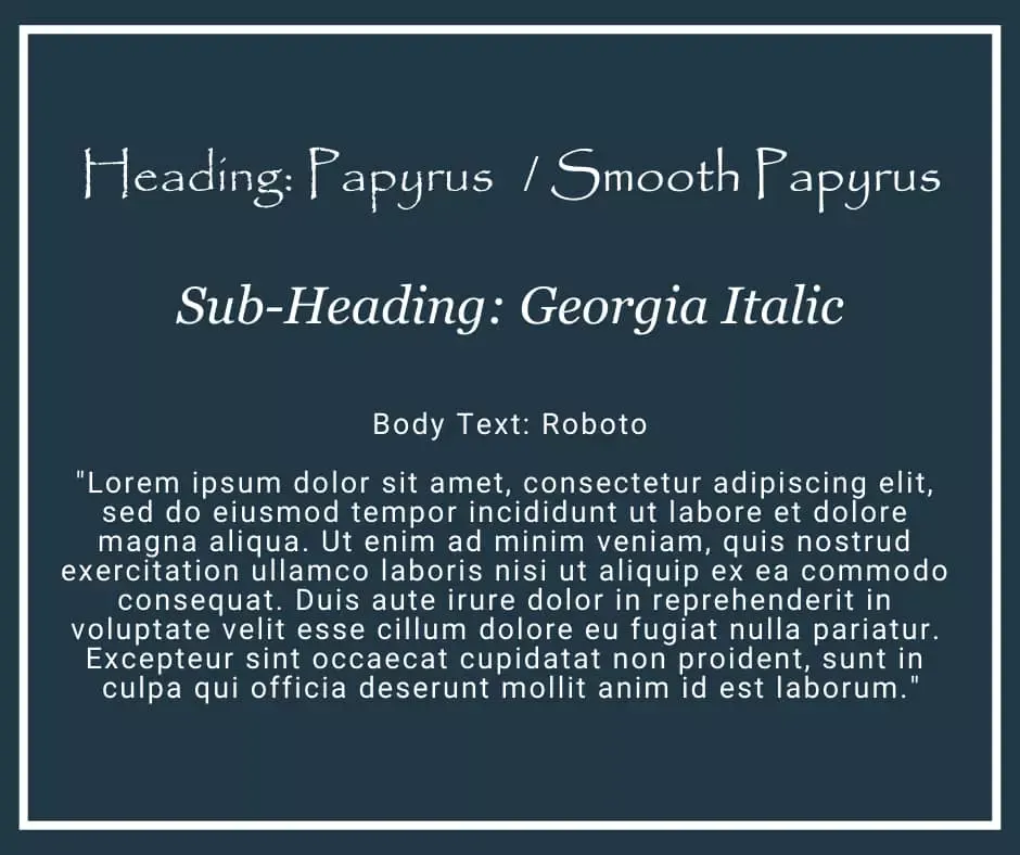 Papyrus Font Combination
