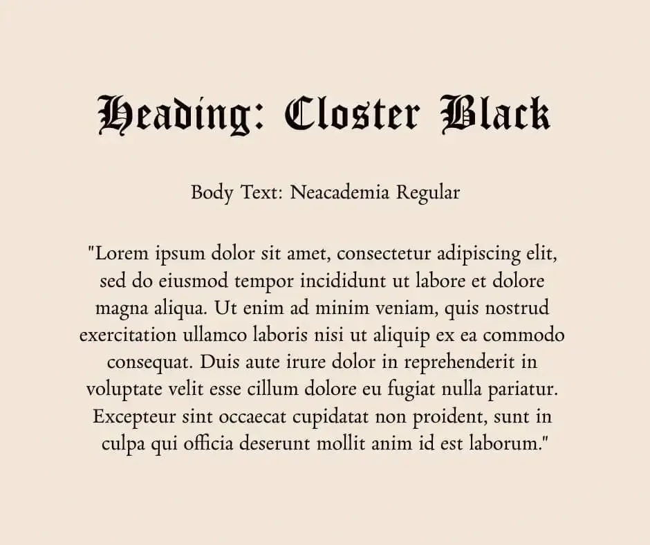 Cloister Black Font Combination