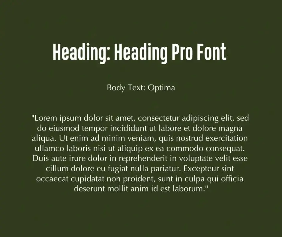 Optima Font Combination